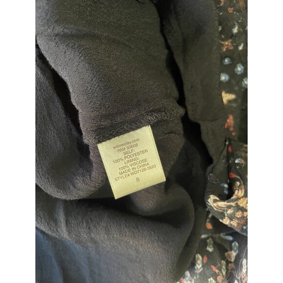 Dark Floral Babydoll Dress Sheer Chiffon Lace Accents Size Small Whimsigoth Boho - Picture 6 of 7